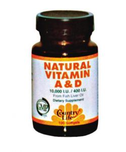 Витамины и минералы Country Life Natural Vitamin A&D 100 капсул
