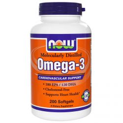 Рыбий жир NOW Omega-3 200 гелевых капсул