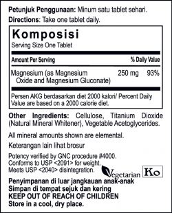 Витамины и минералы GNC Magnesium 250 мг 90 таблеток