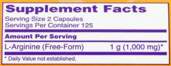 состав NOW Arginine 500 mg 250 кап