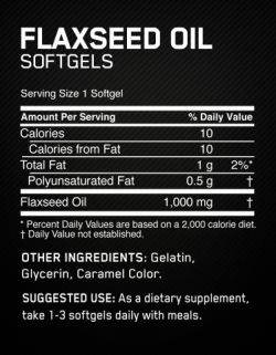 состав Optimum Nutrition Flaxseed Oil 200 софтгел