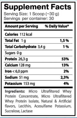 состав ATOMIXX 100 % Whey Protein Isolate