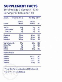 состав Гейнер Mex Nutrition Size Max (25% protein ) 6,8 кг