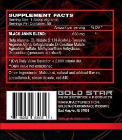 Предтренировочный Gold Star Black Annis DMAA 25порций 150 грамм состав