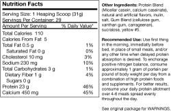 Состав Optimum Nutrition Gold Standard 100% Casein 1,82 кг