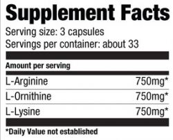 Состав Аргинин Ultimate Nutrition Arginine Ornithine Lysine 100 капсул